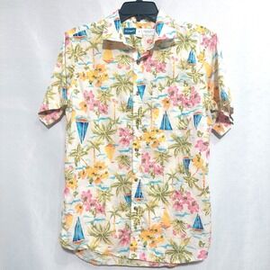 Old Navy Mens Small Everyday Front Button Shirt Island Tropical Print Collar